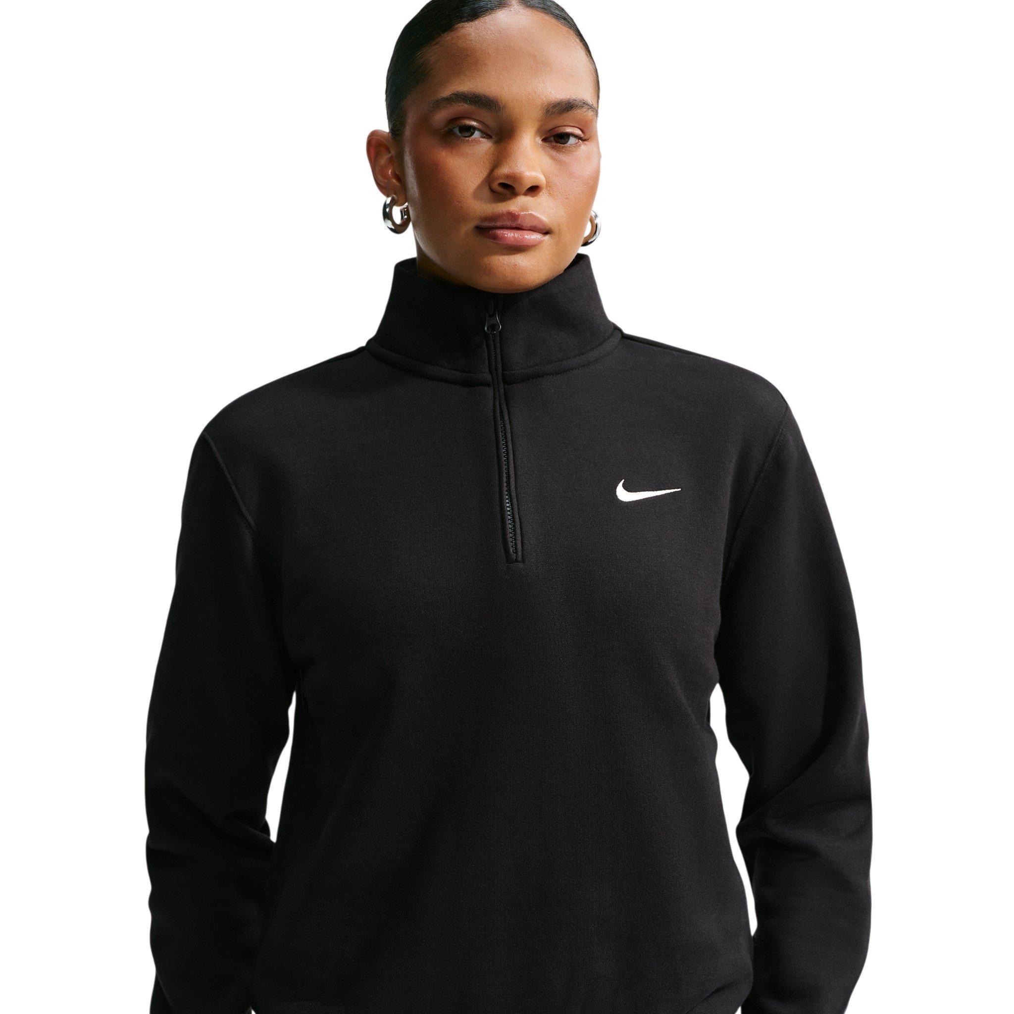 Nike Women's Studio Fleece Med-Weight 1/4-Zip Top - Black - BLACK